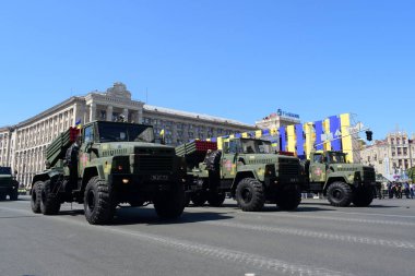 Kiev, Ukrayna - 24 Ağustos 2018: Ukrayna Bağımsızlık günü askeri geçit töreni 