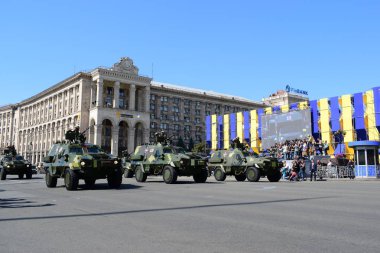Kiev, Ukrayna - 24 Ağustos 2018: Ukrayna Bağımsızlık günü askeri geçit töreni 