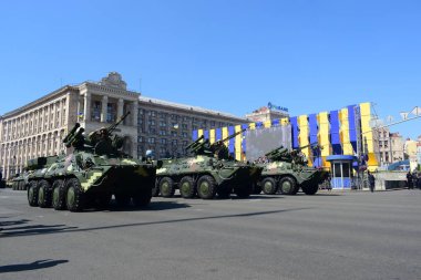 Kiev, Ukrayna - 24 Ağustos 2018: Ukrayna Bağımsızlık günü askeri geçit töreni 
