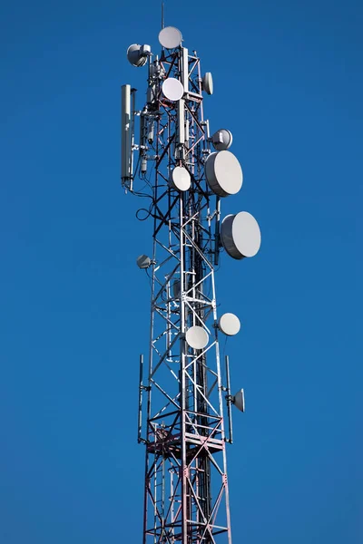 Gsm Tower Series Aerials Blue Sky Background — Stock Photo, Image