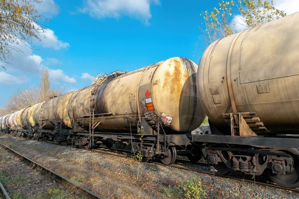 Diesellok Liefert Tanks Industriegebiet — Stockfoto