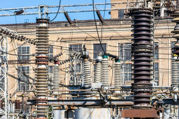 Electric Power Plant Closeup Insulators View — Stock Photo, Image