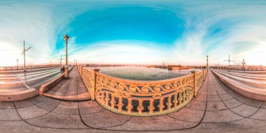 Saint-Petersburg - 2018: Neva görünümünü. Beyaz geceler. Mavi gökyüzü. 3B küresel panorama görüş açısı 360 ile. Sanal gerçeklik için hazır. Tam equirectangular projeksiyon. 