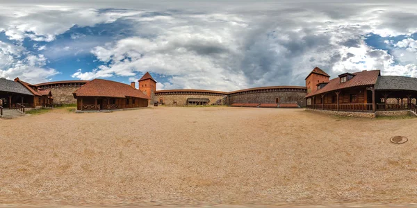 Courtyard Medieval Castle Summer Blue Sky Spherical Panorama 360 Degree — Stock Photo, Image