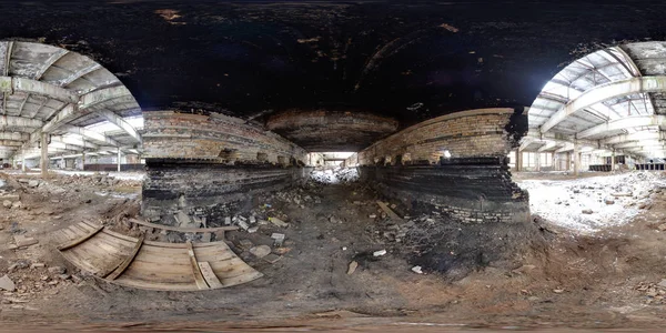 Old soviet architecture 3D spherical panorama with 360 degree viewing angle bandoned building in winter with snow in Pripyat For virtual reality in vr Full equirectangular projection Scary background interior