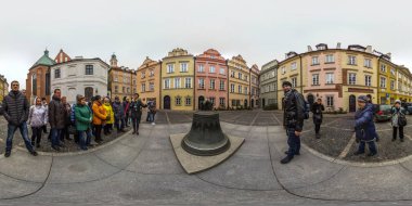 Varşova, Polonya - 2018 3d küresel panorama 360 derecelik açı Old Town ile ilgilenen ile. Stare miasto. Vr sanal gerçeklik için hazır. Tam equirectangular projeksiyon.
