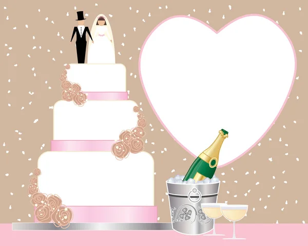 Eine Vektorillustration Format Von Folge Einer Hochzeitsteefeier Mit Hochzeitstorte Champagner — Stockvektor