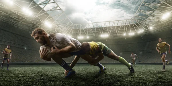 Jogadores Rugby Lutam Pela Bola Estádio Rugby Profissional — Fotografia de Stock