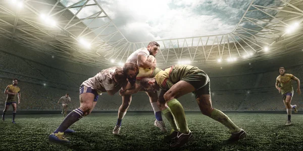 Rugbyspelers Strijden Voor Bal Professionele Rugbystadion — Stockfoto