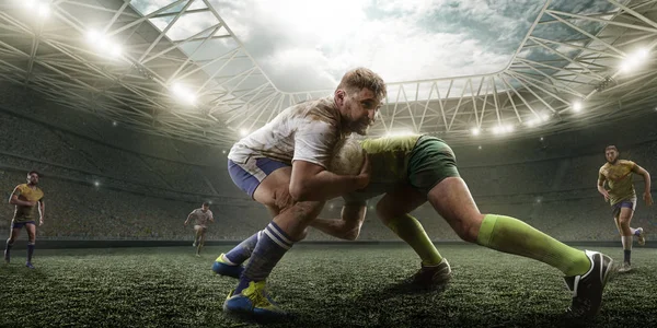 Jogadores Rugby Lutam Pela Bola Estádio Rugby Profissional — Fotografia de Stock