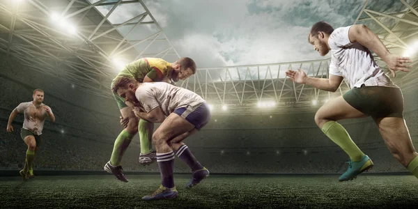 Rugbyspelers Strijden Voor Bal Professionele Rugbystadion — Stockfoto