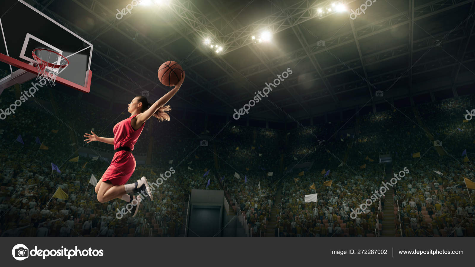 Jogadores de basquete na grande arena profissional durante o jogo