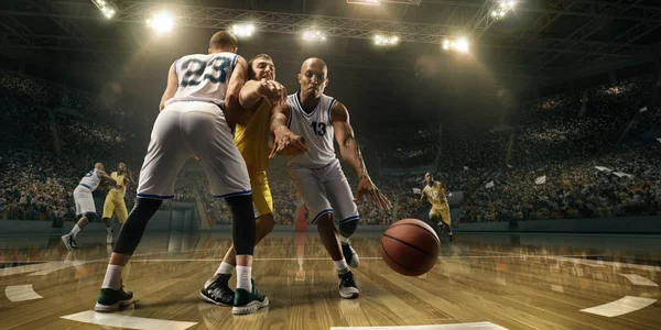 Basketball Players Big Professional Arena Game Male Basketball Players Fight — Stock Photo, Image