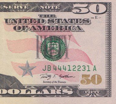 Elli doları bill makro, 50 YTL, başkan Ulysses Grant portresi, Amerika Birleşik Devletleri para portre