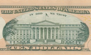 On dolar bill 10 YTL closeup makro, Alexander Hamilton portre, Amerika Birleşik Devletleri para yakın çekim