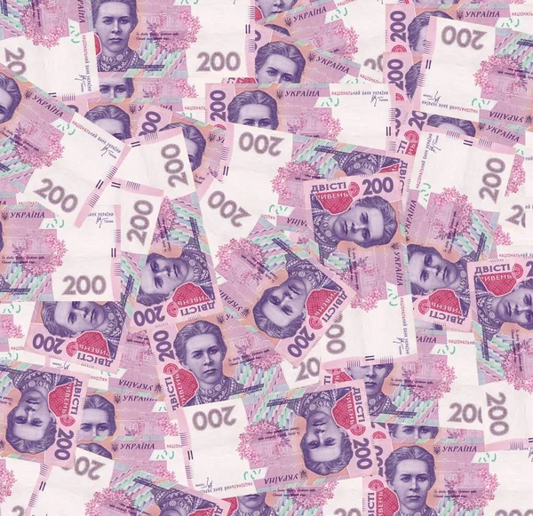 Pile of ukrainian money, denomination of 200 UAH — Stock Photo, Image