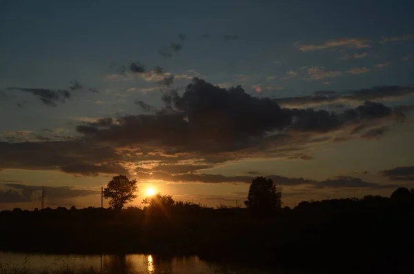 Paisagem Amanhecer Ensolarado Campo — Fotografia de Stock