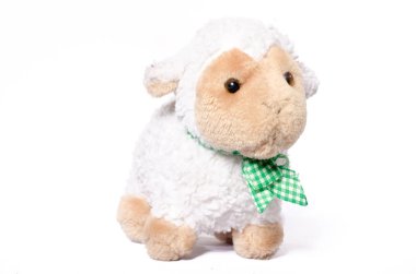 Little Sheep plush soft toy isolated on white clipart