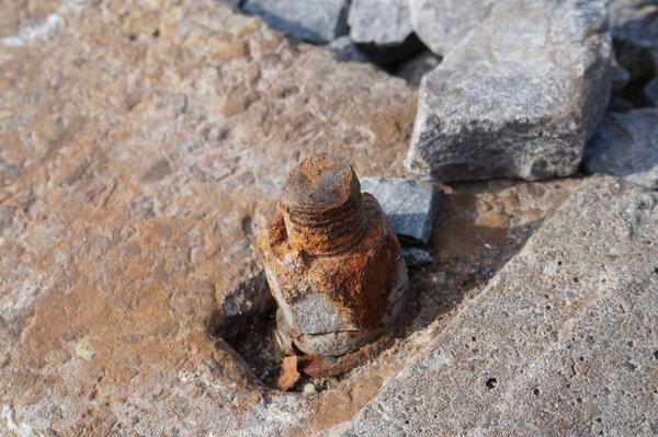 close up railway sleepers in thailand rails, bolts, railway sleepers