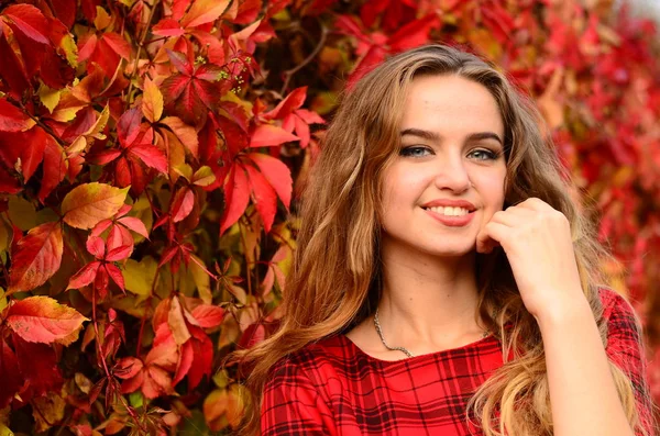 Outdoor Fashion Photo Young Beautiful Lady Surrounded Autumn Leaves — Stock Photo, Image
