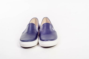 Beyaz arka plan üzerinde izole kadın düz Fotoğraf siyah ayakkabı