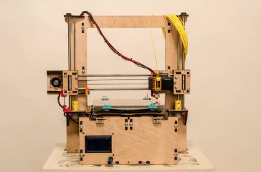 Modern 3D yazıcı yazıcı figür yakın çekim makrosu