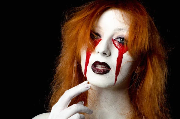 Hermosa mujer joven como vampiro sexy retrato de Halloween — Foto de Stock