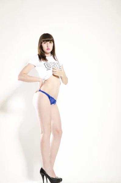 Immagine di donna nuda sana su bianco — Foto Stock