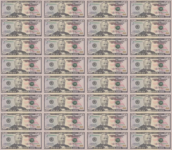 Seamless background from 50  US dollars banknotes — Stock Photo, Image