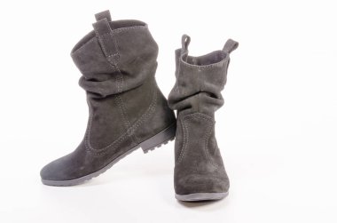 Beyaz arka plan üzerinde izole kadın düz Fotoğraf siyah ayakkabı