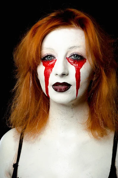 Hermosa mujer joven como vampiro sexy retrato de Halloween — Foto de Stock