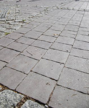 Vintage tarzında Antik arka plan olarak ufuk noktası ile mesafe önde gelen antik kaldırım