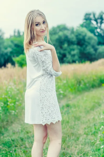 Beautiful sexy blonde outdoors portrait — Stock Photo, Image