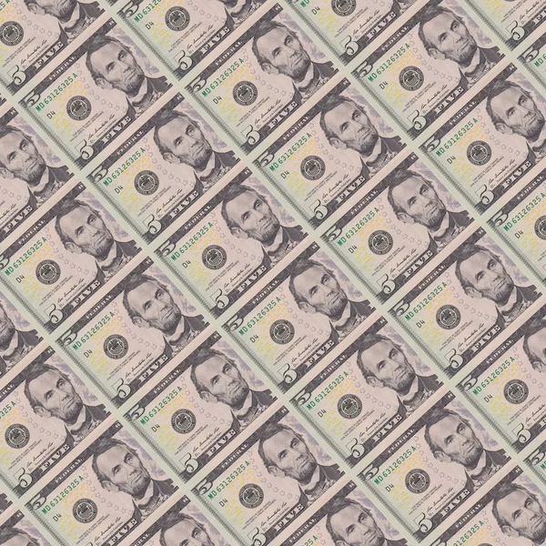 Foto de parte de uma nota de cinco dólares — Fotografia de Stock