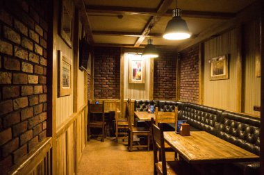 Avrupa tarzında yeni ve temiz lüks restoran Lutsk, Ukrayna 02.03.2017