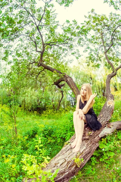 Красива сексуальна блондинка на відкритому повітрі — стокове фото