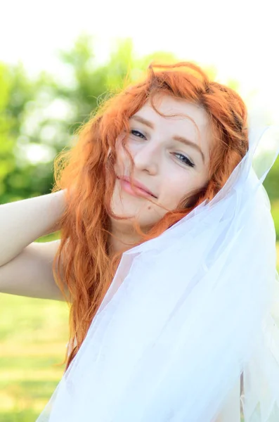 stock image A young beautiful ore girl of the Caucasian appearance is having