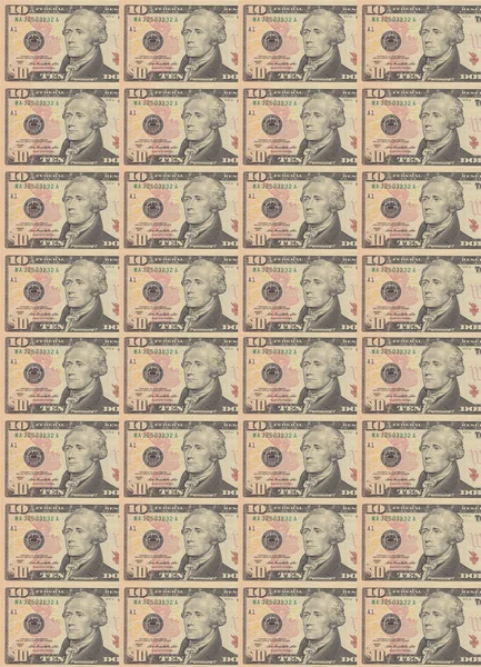 Dziesięć dolarów Bill (10 USD) zbliżenie makro, portret Alexander Hamilton, Stany Zjednoczone pieniądze z bliska, Seria 2013 — Zdjęcie stockowe