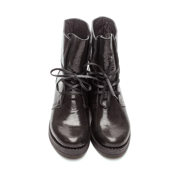 Fekete női boot izolált fehér. — Stock Fotó