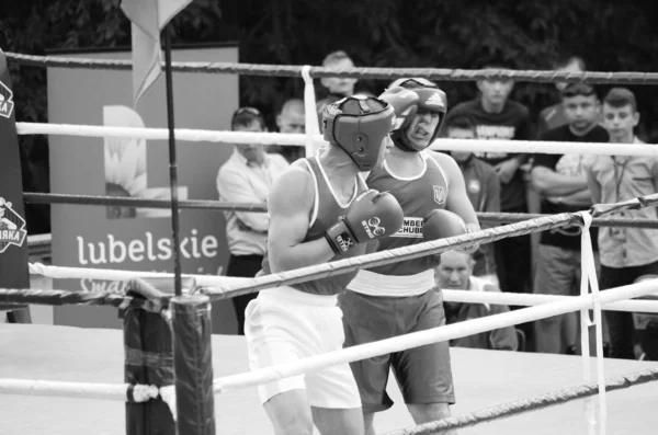 Competições de boxe ao ar livre. Região de Lutsk Volyn Ucrânia, 25.08.17 . — Fotografia de Stock