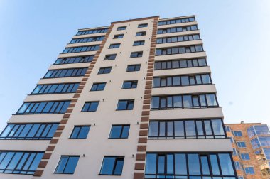 Yeni modern alçak apartman kompleksi. Moscow, Rusya Federasyonu