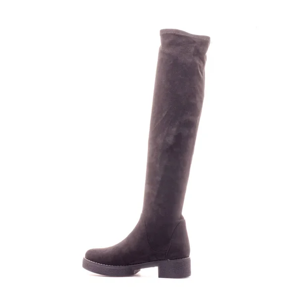 女性の秋の足首ブーツ茶色の平均ヒール、孤立した白い背景の1組. — ストック写真