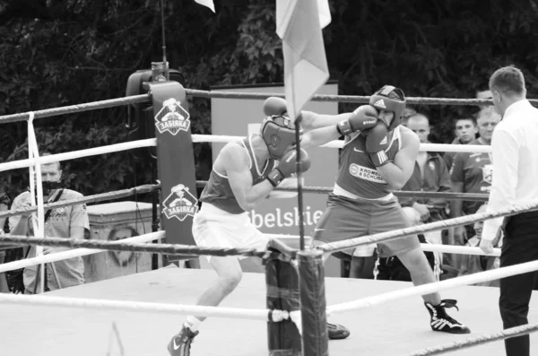 Boxning tävlingar i det öppna luften. Lutsk Volyn region Ukraina, 25.08.17. — Stockfoto