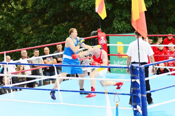 Obwód łucki Wołyński Ukraina, 25.08.17. zawody bokserskie na otwartym powietrzu. Ukraina vs. Polska. — Zdjęcie stockowe