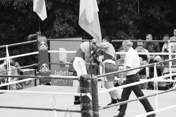 Boxerské soutěže na otevřeném vzduchu. Lutsk Volyn region Ukrajina, 25.08.17. — Stock fotografie