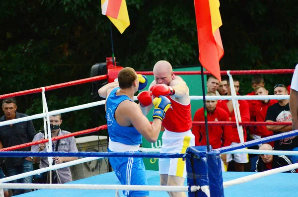 Lutsk Volyn Região Ucrânia, 25.08.17. competições de boxe ao ar livre. Ucrânia vs. Polónia . — Fotografia de Stock