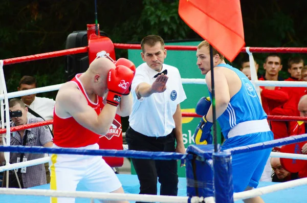 Región de Lutsk Volyn Ucrania, 25.08.17. competiciones de boxeo al aire libre. Ucrania vs. Polonia . —  Fotos de Stock