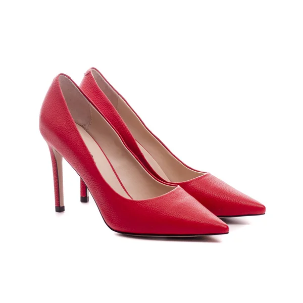 Chaussures rouges pour femmes isolées sur fond blanc . — Photo