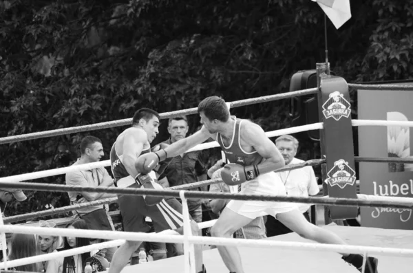 Boxning tävlingar i det öppna luften. Lutsk Volyn region Ukraina, 25.08.17. — Stockfoto