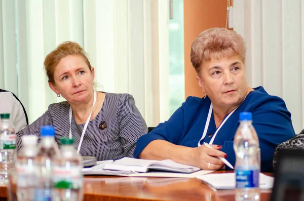 Conferentie over de verbetering van de tenuitvoerlegging van de Europese mensenrechtennormen in Oekraïne. Loetsk Oekraïne 10.19.2018 — Stockfoto